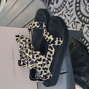 Loeffler Randall animal print sandals.